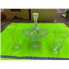 Image 1 : Lot Etched Glass Vases & Pedestal Bowl Etc.