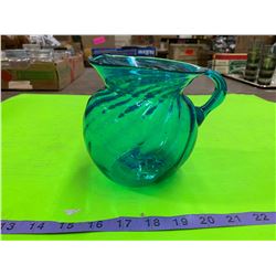 Blue Swirl Glass Pitcher