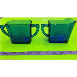 2 Chevron Cobalt Blue Sugar & Cream