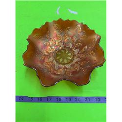 Carnival Glass Bowl 9" Ruffled Edge