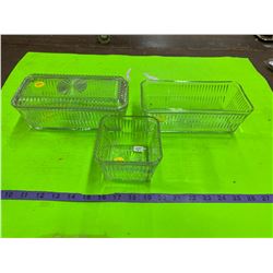 3 Refridgerator Dishes 1 With Lid