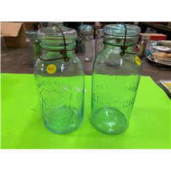 2 Vintage Blue Sealer Jars