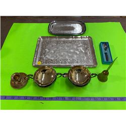 Lot of Silver Plate Trays & Cream & Sugar Etc.
