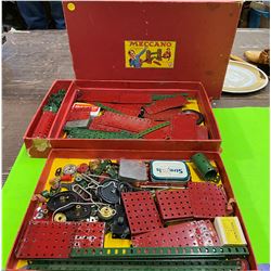 Meccano #7 Original Box 2 Rows Meccano Pieces