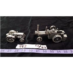 Lot 2 Pewter Tractors