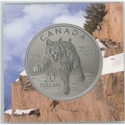 2014 $20.00 Bobcat 99.99% Silver