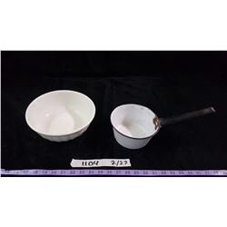 China Bowl & Enamelware Pot