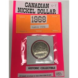 1968 Canadian Nickel Dollar- About UNC.