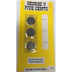 George V 5 Cents 1924, 1927, And 1928