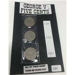 George V 5 Cents 1930, 1931, And 1932
