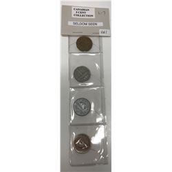 Seldon Seen Canadian 5 Cents 1943, 1951, 1954, And 1967