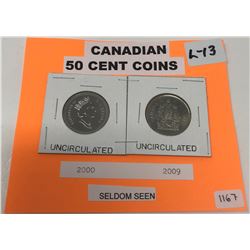 Canadian 50 Cents Pieces Uncirculated-2000 And 2009