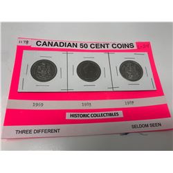 Canadian 50 Cents 1969, 1983, And 1987