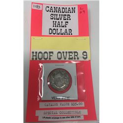 Mint Error-1949 Canadian Fifty Cents 1949 Hoof Over 9, Very Fine Condition-Historic Collectible