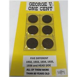 George V One Cent 1932 To 1936 With Extra One To Show Head Side