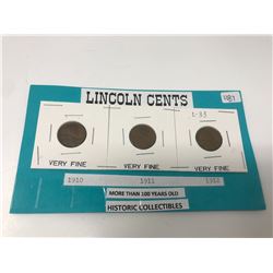 U.S One Cent 1910, 1911, And 1918-All Very Fine