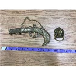 Brass Keychain Holder + Brass Lion Head