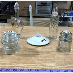 Insulators + Pepsi Glass Bottle + Lid + Etc.