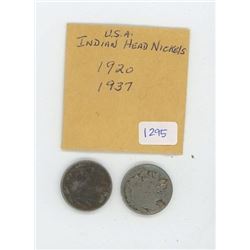 USA Indian Head Nickels - 1920 & 1937