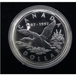 1997 10th Anniversary Silver Proof Loon Dollar