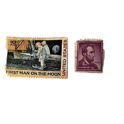 Large Collection of Stamps - Including the 1969 10 Cent Moon Landing and RARE 4 Cent Lincoln Stamp