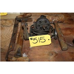 Wood Mallet, Scraper, Draw Knife