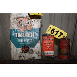 2 Metal Cans and fire ext.