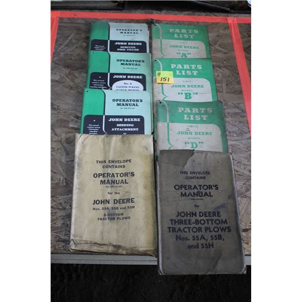 JOHN DEERE PARTS/OPERATORS MANUALS