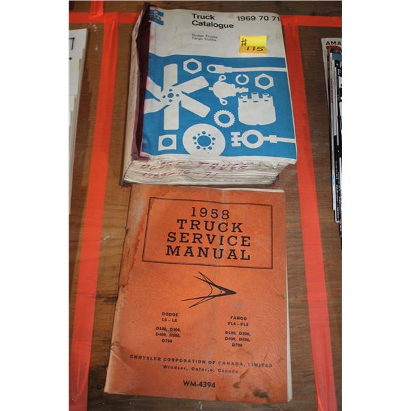 1969-71 DODGE TRUCK PARTS CATALOG; 1958 SERVICE MANUAL