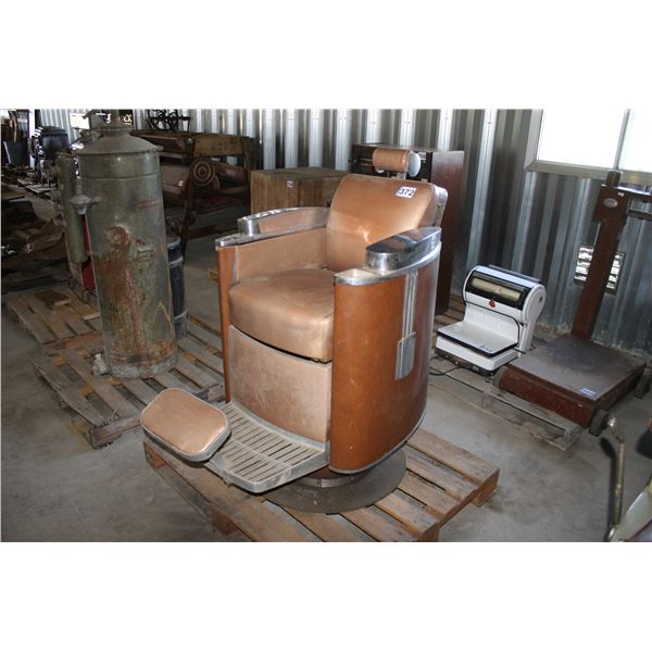 ANTIQUE "KOKEN" BARBER CHAIR; WORKS