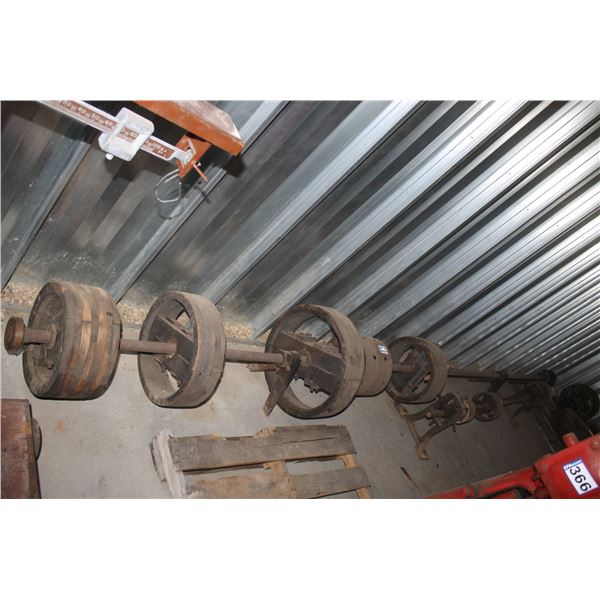 BLACKSMITH LINE SHAFT 5 LARGE & 3 SMALL PULLEYS