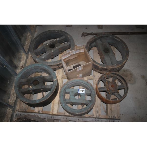 ANTIQUE LINE SHAFT PULLEYS (5)
