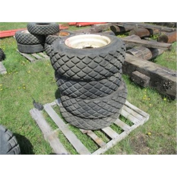 (4) 9.50 X 16 IMPLEMENT TIRES C/W RIMS