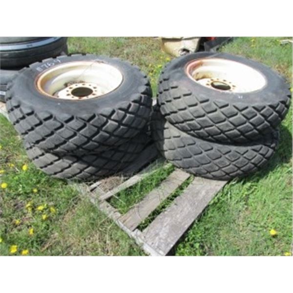 (4) 9.50 X 16 IMPLEMENT TIRES C/W RIMS