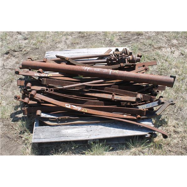 2 ANTIQUE STEERING AXLES; LEAF SPRINGS
