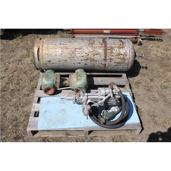 PROPANE PUMP; PROPANE TANK; (2) 3" STEAM VALVES