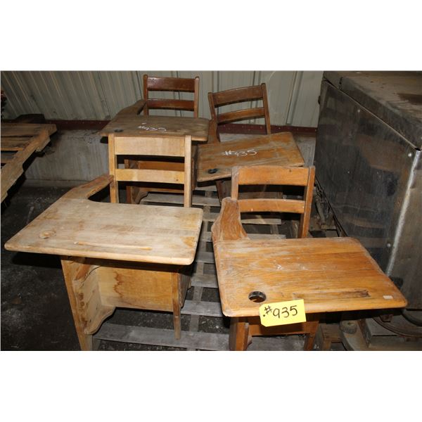 4 OLD WOOD SCHOOL DESKS