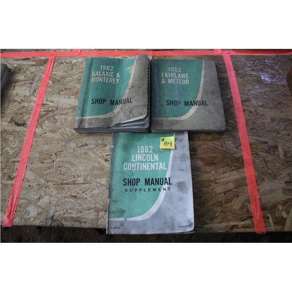 FORD 1962 GALAXIE, MONTEREY FAIRLANE, METEOR, LINCOLN SHOP MANUAL