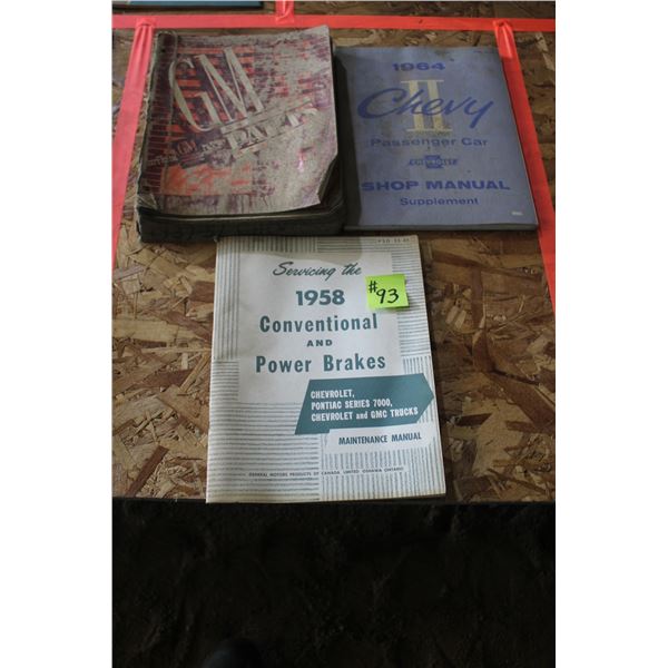 CHEVROLET/PONTIAC MAINTENANCE MANUAL, 1964 CHEVY CAR, 1937-1951 PARTS BOOK