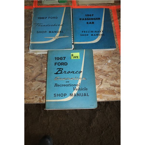 FORD 1967 THUNDERBIRD-BRONCO-ECONOLINE-RV-PASSENGER CAR SHOP MANUALS