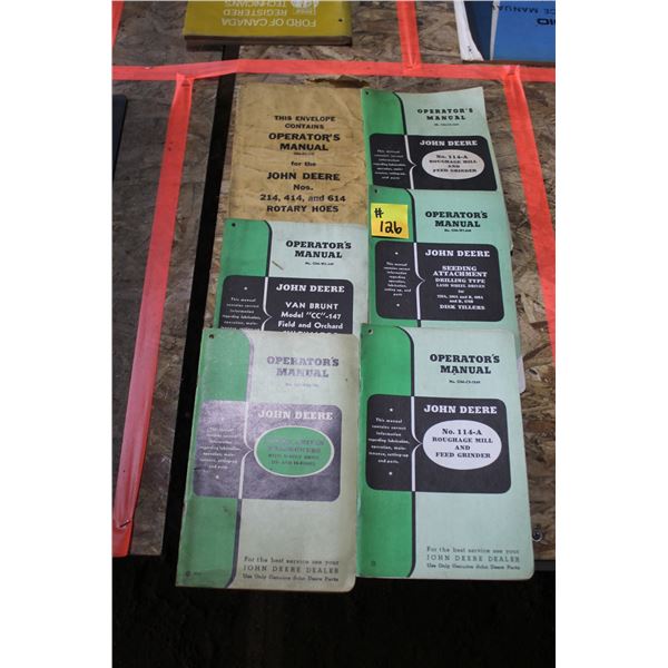 J.D. ROUGHAGE MILL, SEEDING ATTACHMENT, WINDROWER, CULTIVATOR, ROTARY HOES OPERATORS MANUAL