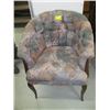 Image 1 : UPHOLSTERED TUB CHAIR WITH ORNATE LEGS