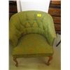 Image 1 : GREEN FRENCH PROVINCIAL UPHOLSTERED CHAIR