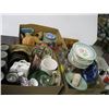 Image 1 : 4 BOXES OF MISC. SMALL COLLECTABLES, POTTERY MUGS, PLATES, GLASSES, ETC.