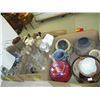 Image 1 : 3 BOXES OF MISC. POTTERY, CANNISTER SET, VASES, ETC.