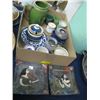 Image 1 : BOX OF ASST. POTTERY, WATER PITCHER, PLATES, MUGS, ETC.
