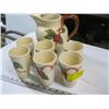 Image 1 : WATER PITCHER & 6 MUGS MADE IN CALIFORNIA, HAND DECORATED