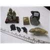 Image 1 : SOAPSTONE CARVINGS, CARVED LIDDED BOX, CHINESE MUDMEN, ETC.