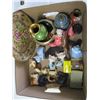 Image 1 : BOX WITH MISC. VASES, FIGURINES, PLATE, ETC.