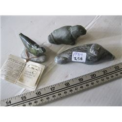 3 CARVED SOAPSTONE FIGURINES